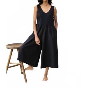 NEW BEAUMONT ORGANIC rory wide leg jumpsuit in black organic